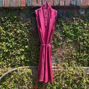 Theory raspberry silk shawl neck mini dress